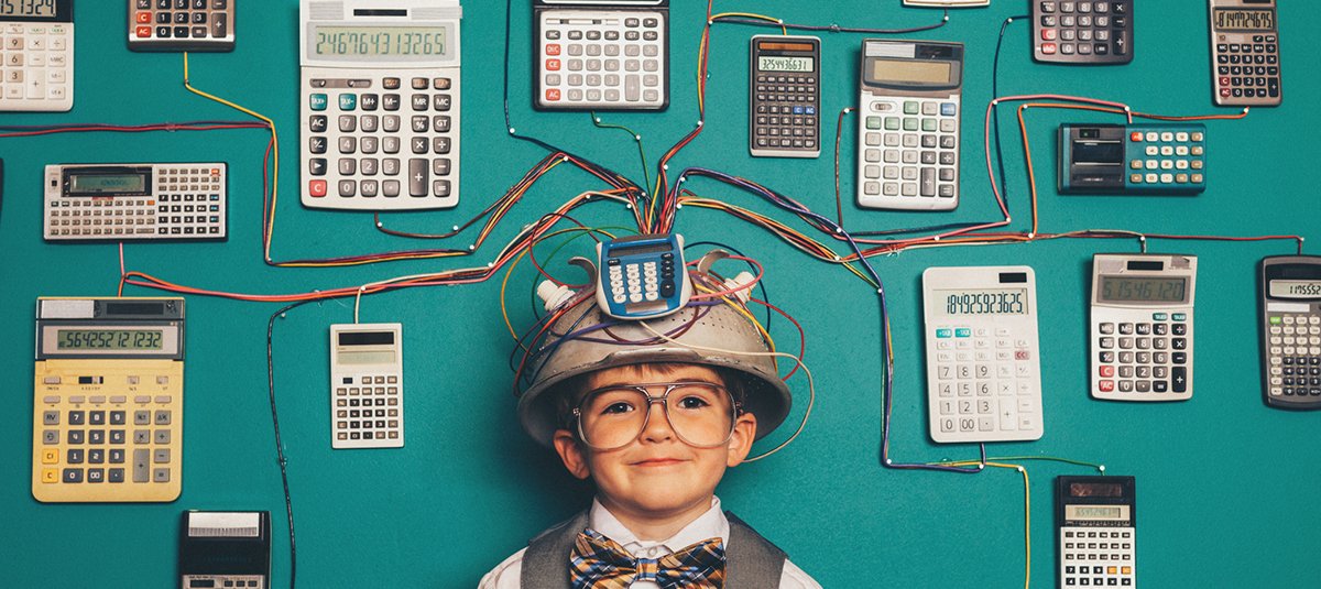 Boy with calculators